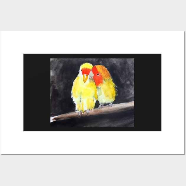 Cuddling Peach Faced Parrots Wall Art by julyperson